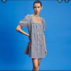 NWT Zara Black and White Gingham Button-Down Tunic/Mini Dress Size S